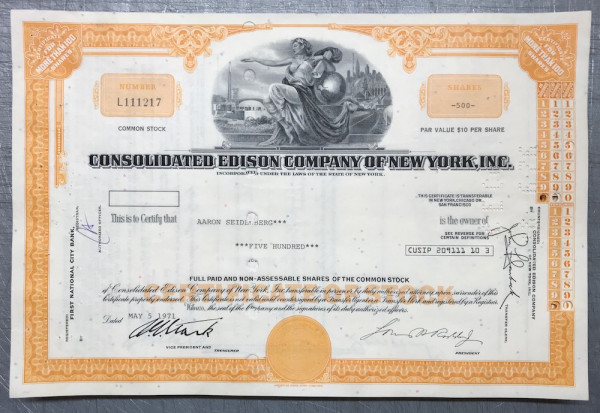 100x Consolidated Edison Company (&gt;100 Shares) 1970er