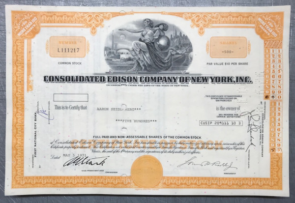 100x Consolidated Edison Company (>100 Shares) 1970er