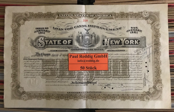 50x Canal Improvement (E,O,C,) $50.000 Issue 1911
