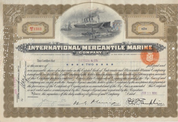 3x International Mercantile Marine Company (Steuerstempel)