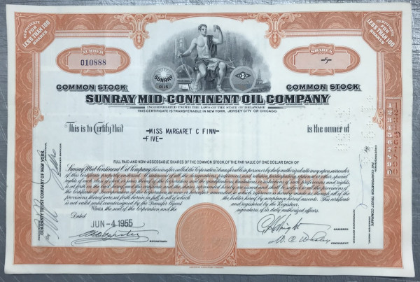 100x Sunray Mid-Continent Oil Company (&lt;100 Shares) 1950er