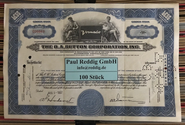 100x O.A. Sutton Corporation Inc. (<100 Shares) 1950er