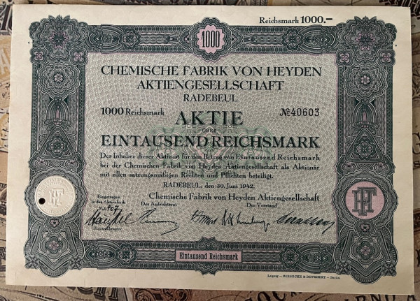 40x Chemische Fabrik von Heyden AG - 1000RM - 1942