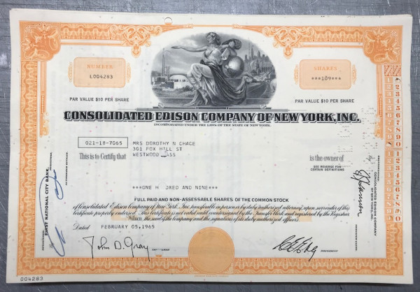 100x Consolidated Edison Company (&gt;100 Shares) 1960er