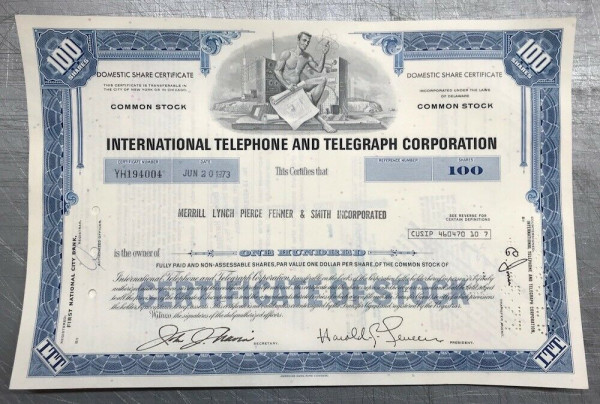 100x International Telephone & Telegraph (100 Shares) 1970er