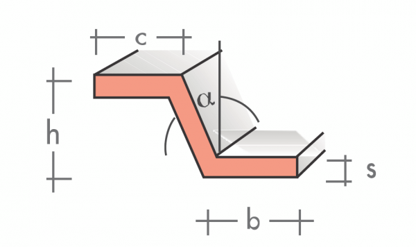 Z-Profil 14x14x18x2 mm 1490 mm pressblank