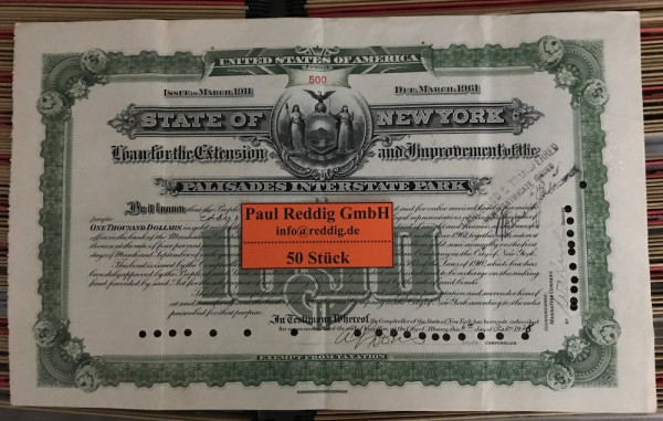 50x Palisades Interstate Park $1.000 Issue 1911