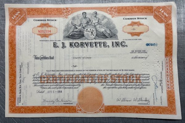 100x E. J. Korvette Inc. (&lt;100 Shares) 1960er