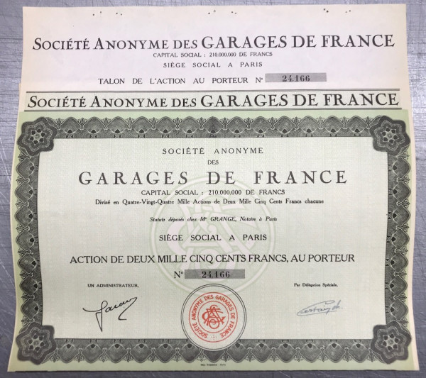 25x Garages de France - 2500 Francs - Paris