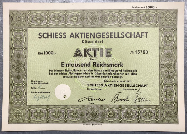 50x Schiess AG - 1000 Reichsmark - 1942