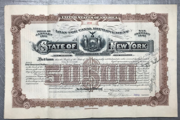 50x Canal Improvement (E,O,C,) $50.000 Issue 1911