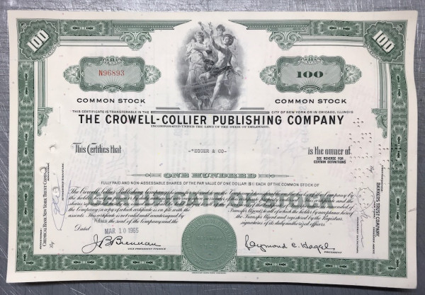 100x Crowell Collier Publishing Company (100 Shares) 1960er