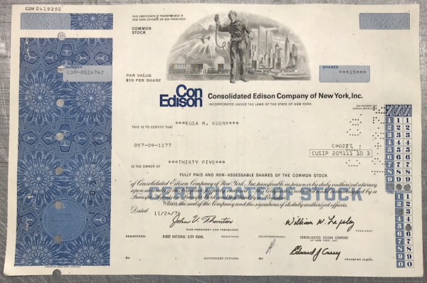 100x Consolidated Edison Company WTC (diverse Shares) 1970er