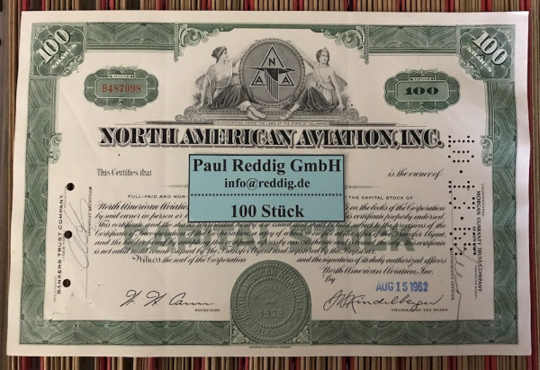 100x North American Aviation Inc. (100 Shares) 1960er