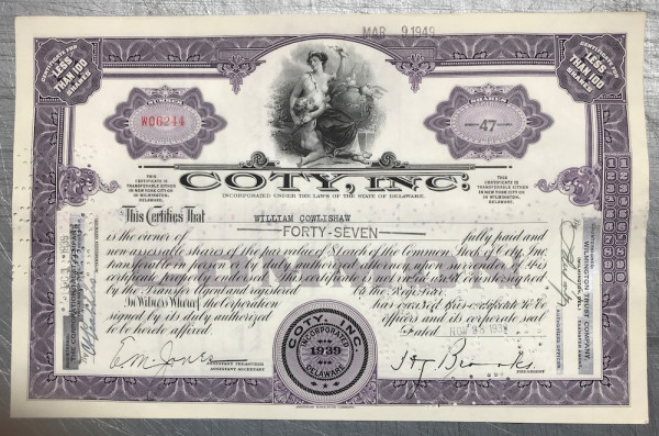100x Coty Inc. (<100 Shares) 1930er