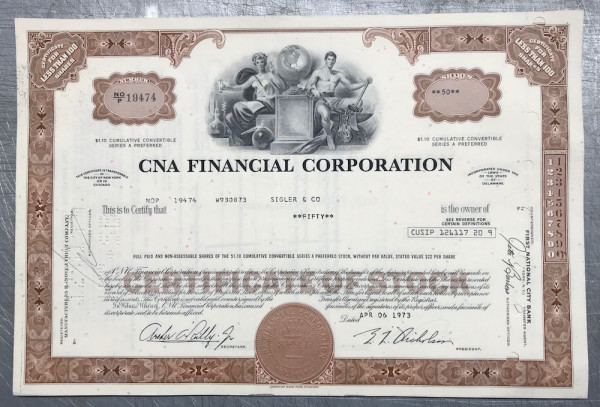 100x CNA Financial Corporation (&lt;100 Shares) 1970er