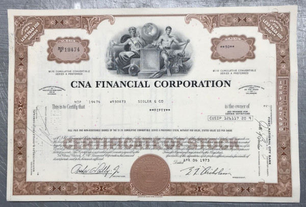 100x CNA Financial Corporation (<100 Shares) 1970er