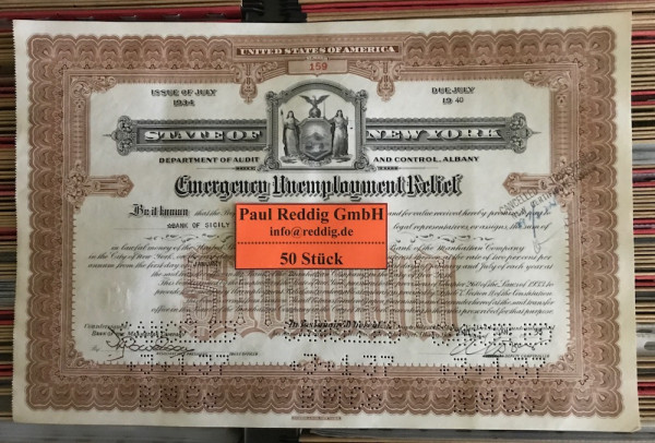 50x Emergency Unemployment Relief $10.000 Issue 1934