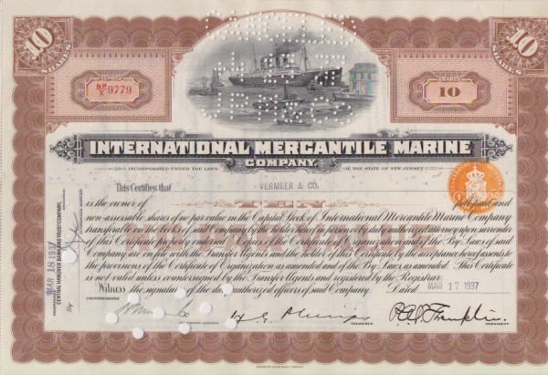 3x International Mercantile Marine Company (Steuerstempel)