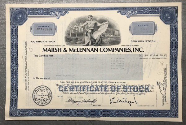 100x Marsh & McLennan Companies Inc. (diverse Shares) 1980er
