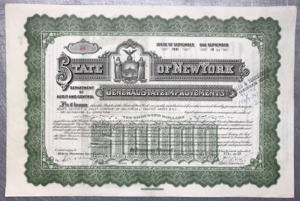50x General State Improvements $10.000 Issue 1931