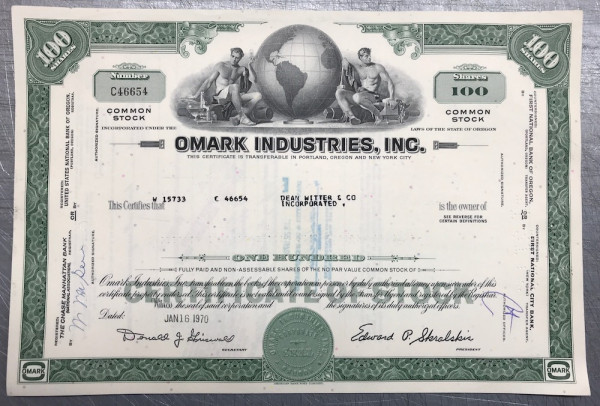 100x Omark Industries Inc. (100 Shares) 1970er