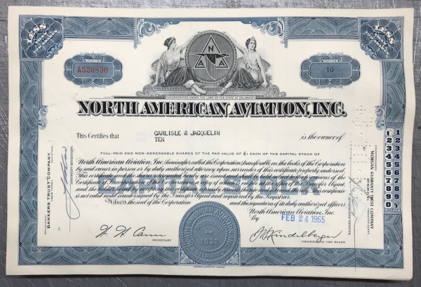 100x North American Aviation Inc. (&lt;100 Shares) 1960er