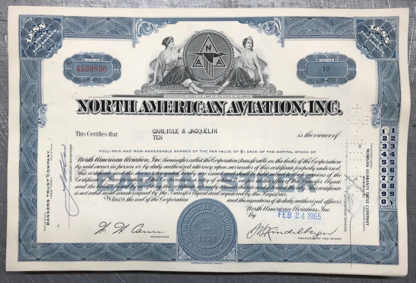100x North American Aviation Inc. (<100 Shares) 1960er