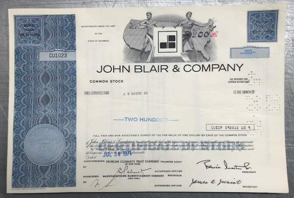 100x John Blair &amp; Company (&gt;100 Shares) 1970er Karte