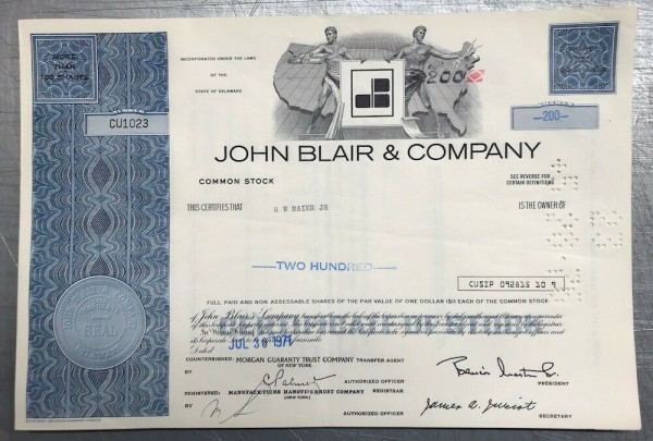 100x John Blair & Company (>100 Shares) 1970er Karte