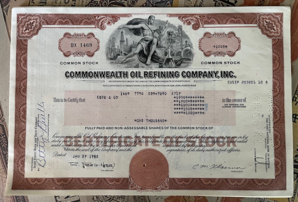 100x Commonwealth Oil Refining Company Inc. (diverse Shares) 1980er