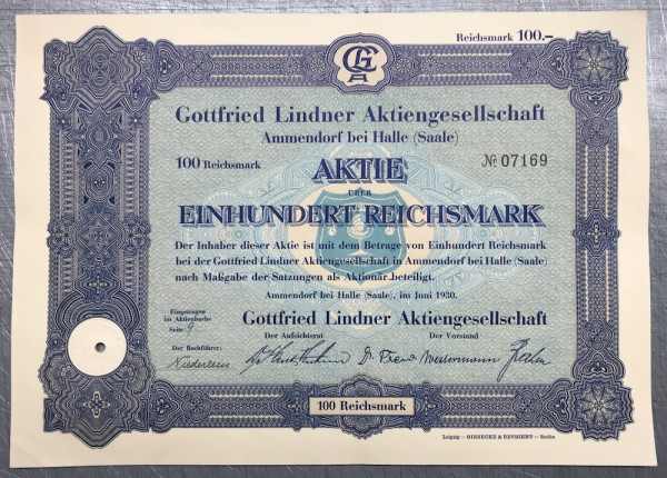 40x Gottfried Lindner AG - 100 Reichsmark - 1930