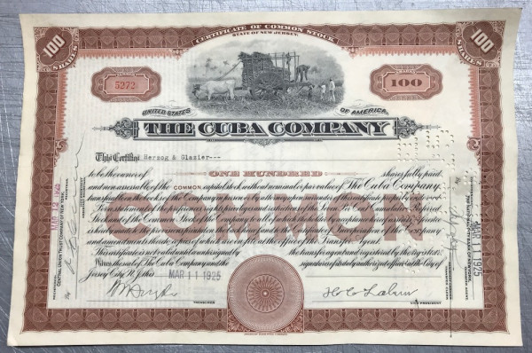 100x Cuba Company (100 Shares) 1920er