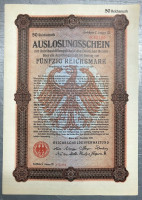 25x Deutsches Reich 1926 - 50 Reichsmark - Auslosungsschein 25x Deutsches Reich 1926 - 50 Reichsmark - Auslosungsschein