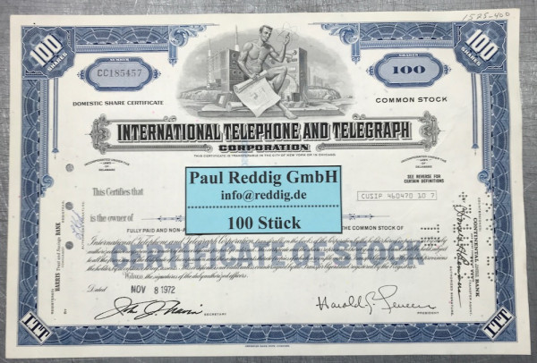 100x International Telephone & Telegraph (100 Shares) 1970er