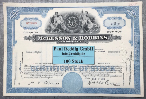 100x McKesson & Robbins Incorporated (<100 Shares) 1960er
