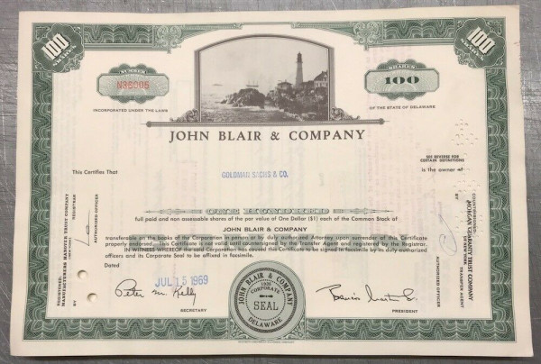 100x John Blair &amp; Company (100 Shares) 1960er Leuchtturm