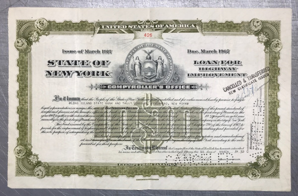 50x Highway Improvement Typ 1 - $1.000 Issue 1917