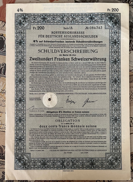 40x Konversionskasse - 200 Schweizer Franken IB - 01.07.1935