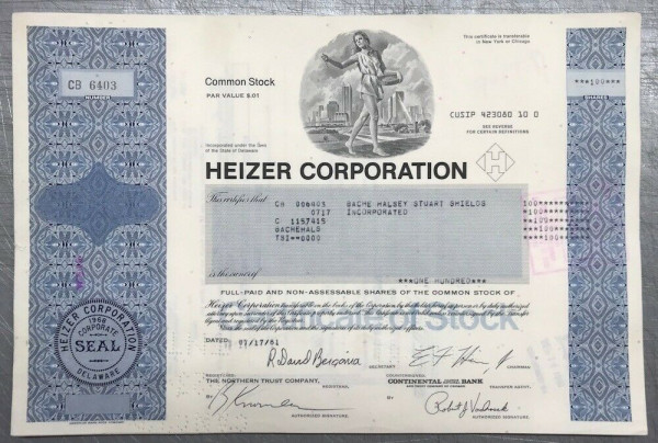100x Heizer Corporation (diverse Shares) 1980er