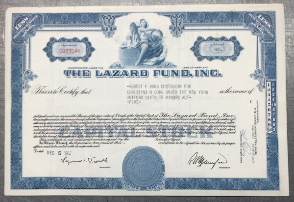 100x Lazard Fund Inc. (<100 Shares) 1960er