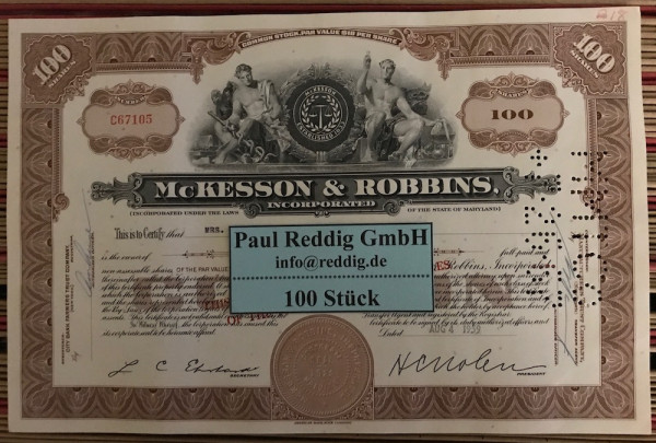 100x McKesson & Robbins Incorporated (100 Shares) 1950er