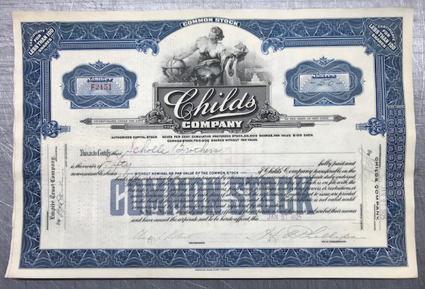 100x Childs Company (&lt;100 Shares) 1920er