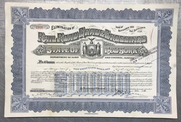 50x Railroad Grade Crossings (I) $10.000 Issue 1931