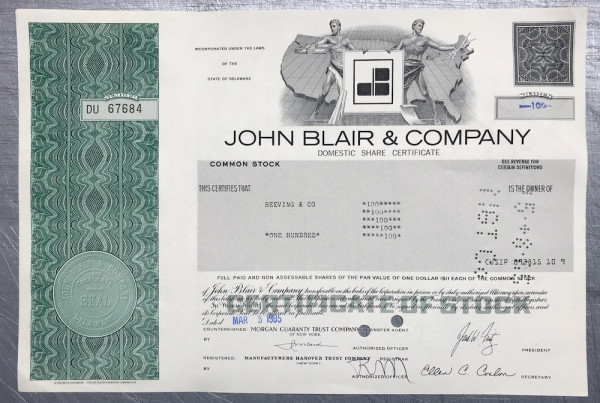 100x John Blair &amp; Company (diverse Shares) 1980er Karte