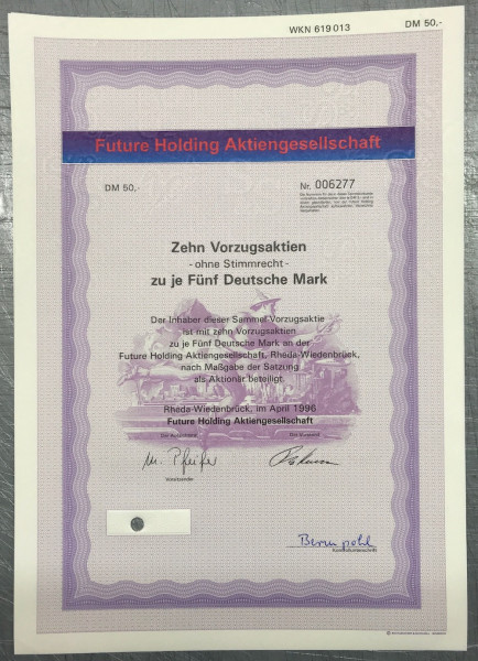 25x Future Holding Aktiengesellschaft - 50 Deutsche Mark - 04/1996