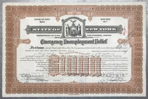 50x Emergency Unemployment Relief $1.000 Issue 1934