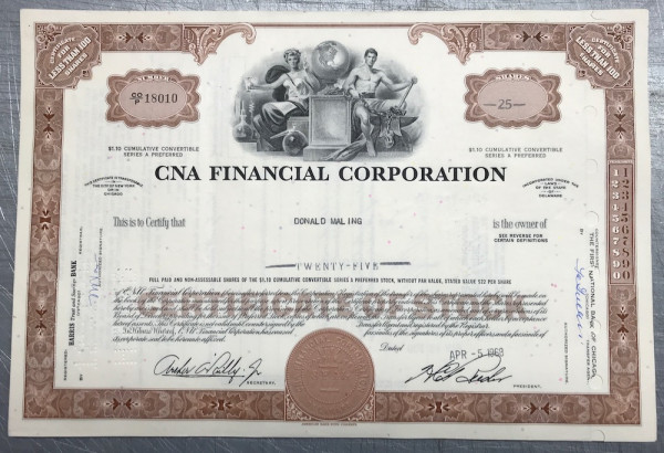 100x CNA Financial Corporation (<100 Shares) 1960er