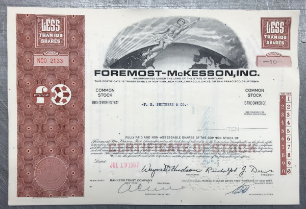 100x Foremost - McKesson Inc. (&lt;100 Shares) 1960er