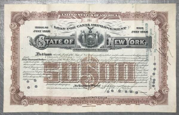 50x Canal Improvement $50.000 Issue 1908